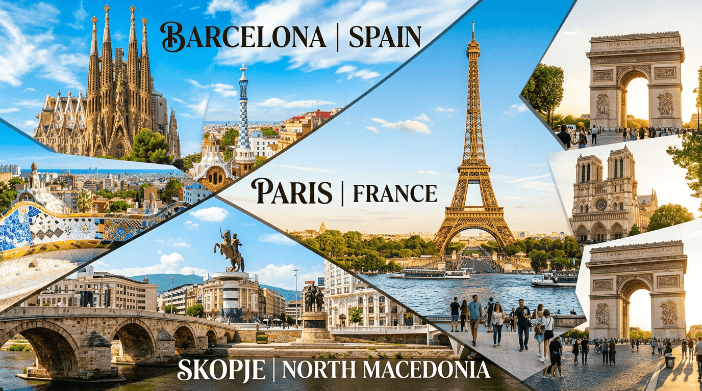Multi-city trip: Barcelona, Paris, Skopje