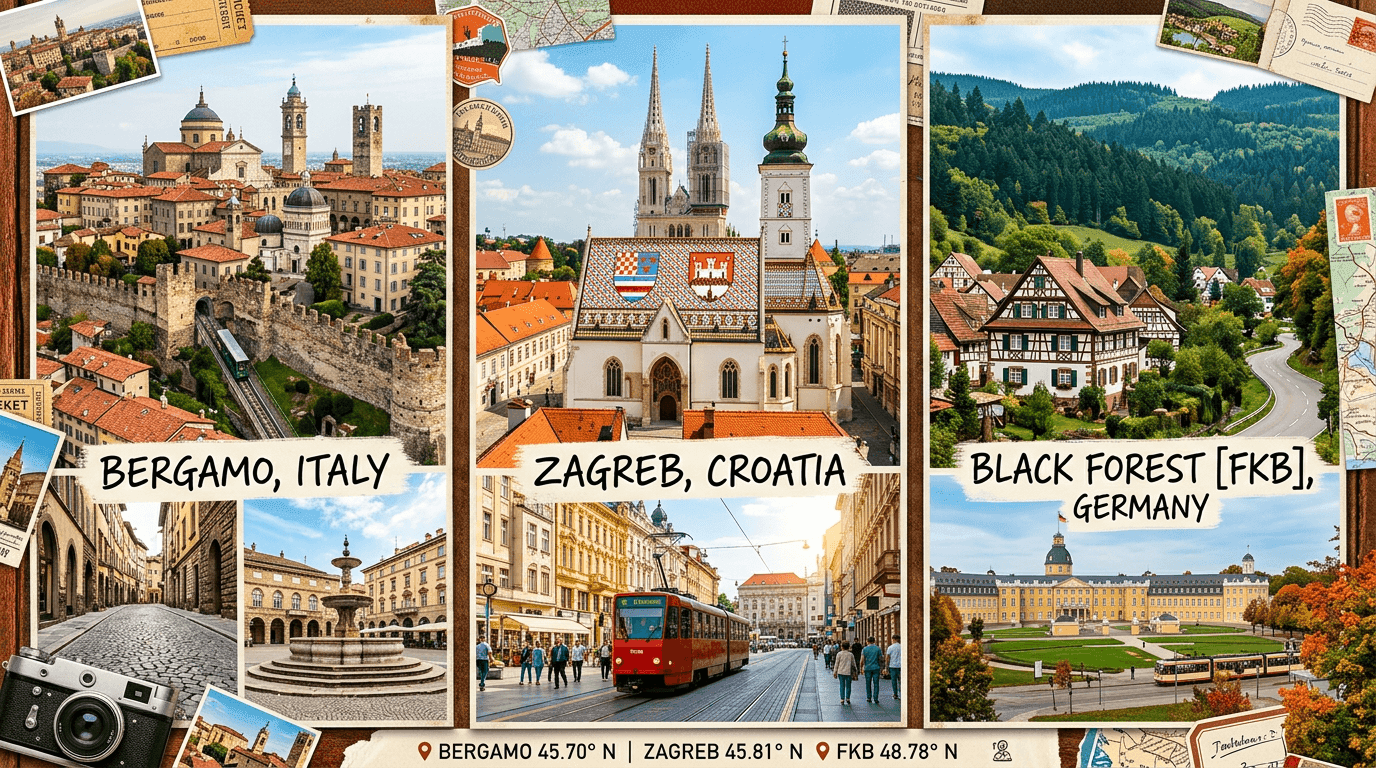 Multi-city trip: Bergamo, ZAG, FKB