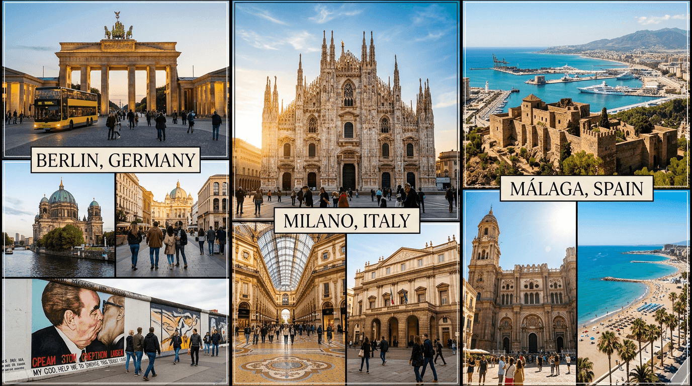 Multi-city trip: Berlin, Milan, Málaga