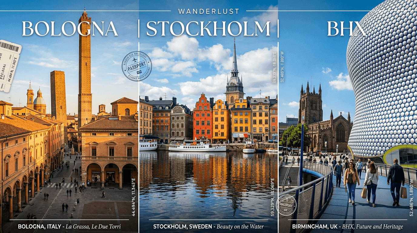 Multi-city trip: Bologna, Stockholm, BHX