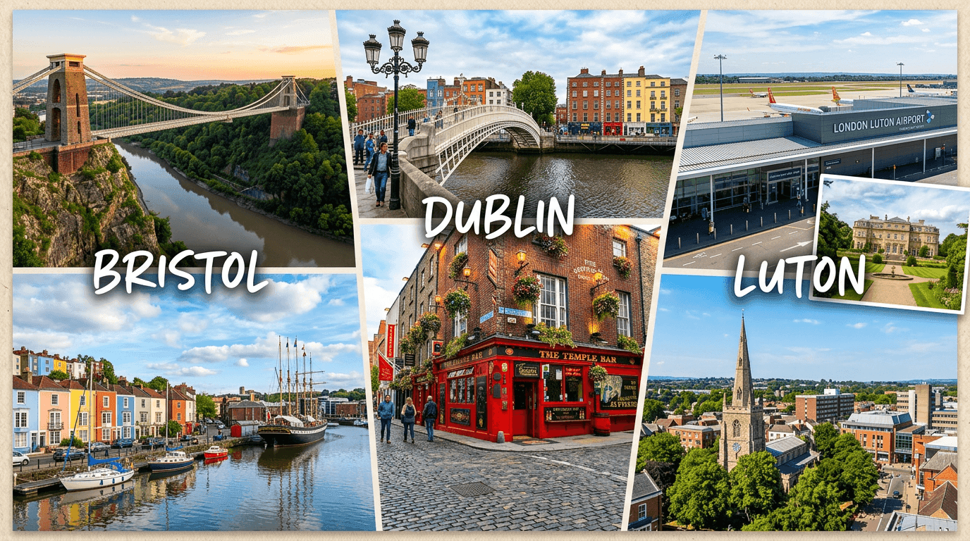 Multi-city trip: Bristol, Dublin, Luton