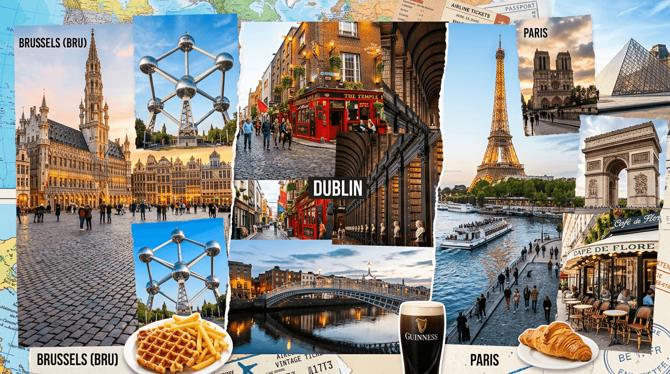 Multi-city trip: BRU, Dublin, Paris