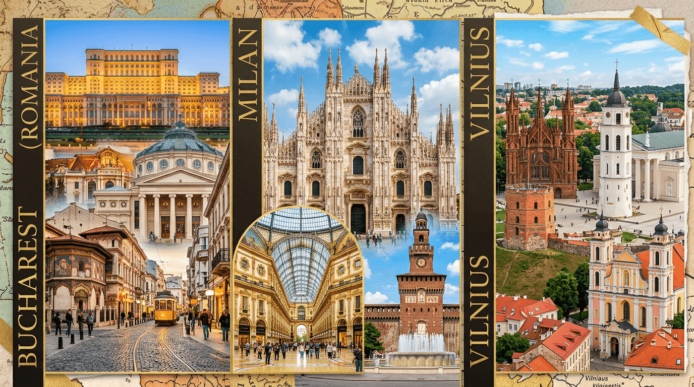 Multi-city trip: Bucharest, Milan, Vilnius