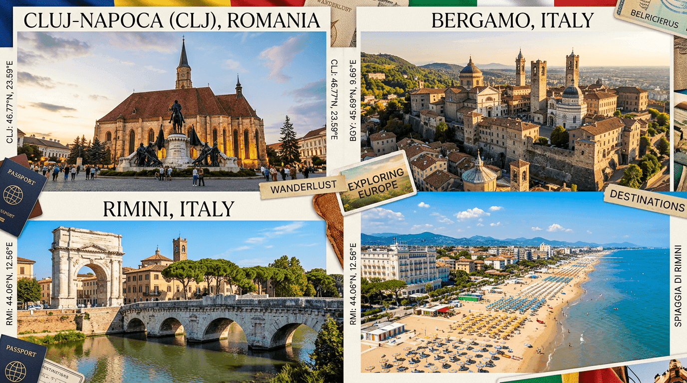 Multi-city trip: CLJ, Bergamo, Rimini