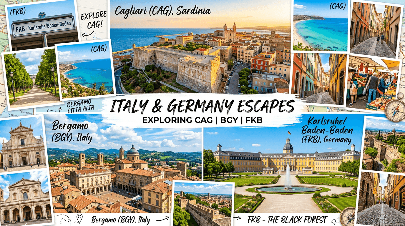 Multi-city trip: FKB, CAG, Bergamo