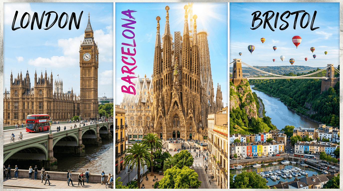 Multi-city trip: London, Barcelona, Bristol