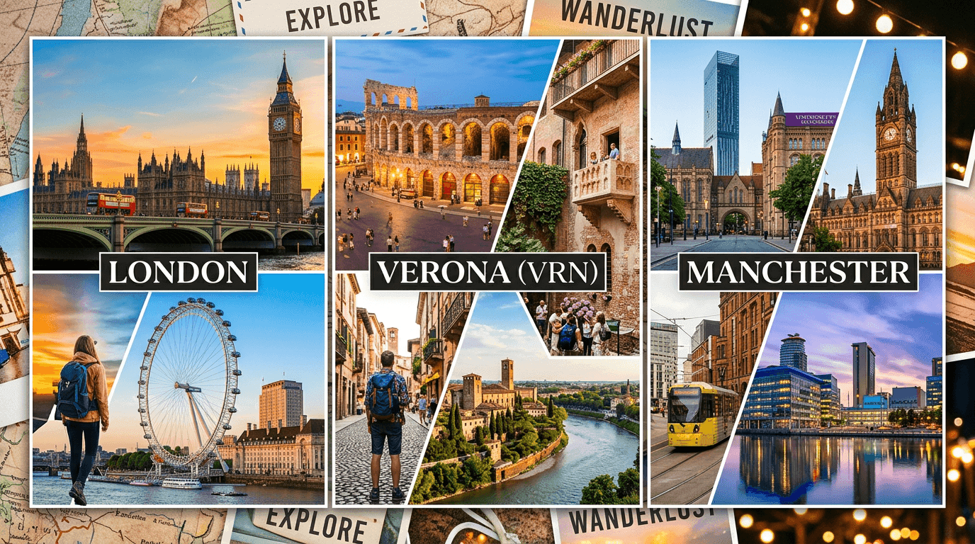 Multi-city trip: London, VRN, Manchester