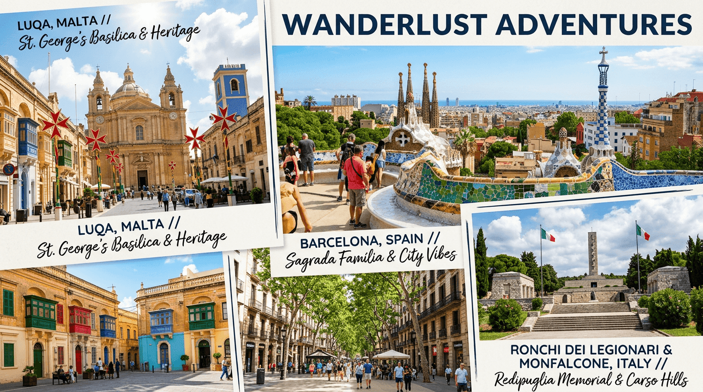 Multi-city trip: Luqa, Barcelona, Ronchi dei Legionari