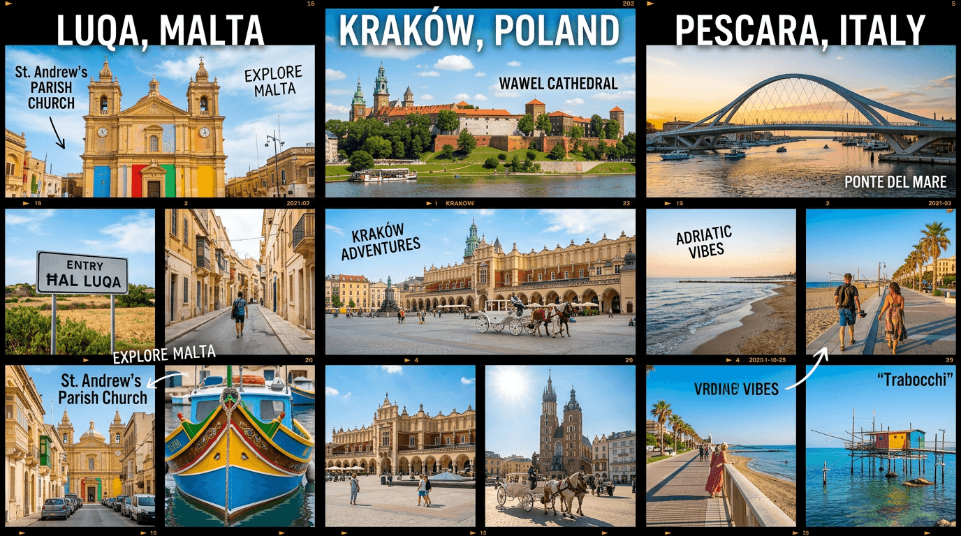 Multi-city trip: Luqa, Pescara, Kraków