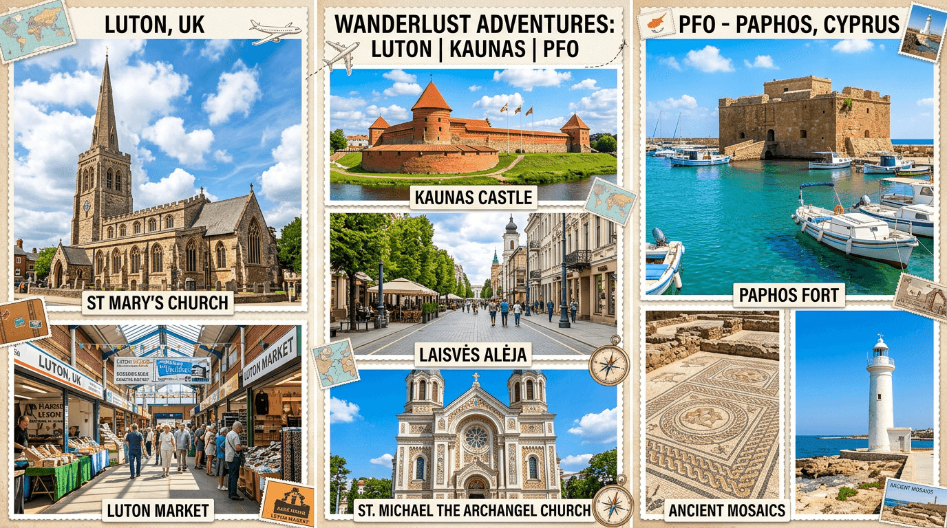 Multi-city trip: Luton, Kaunas, PFO