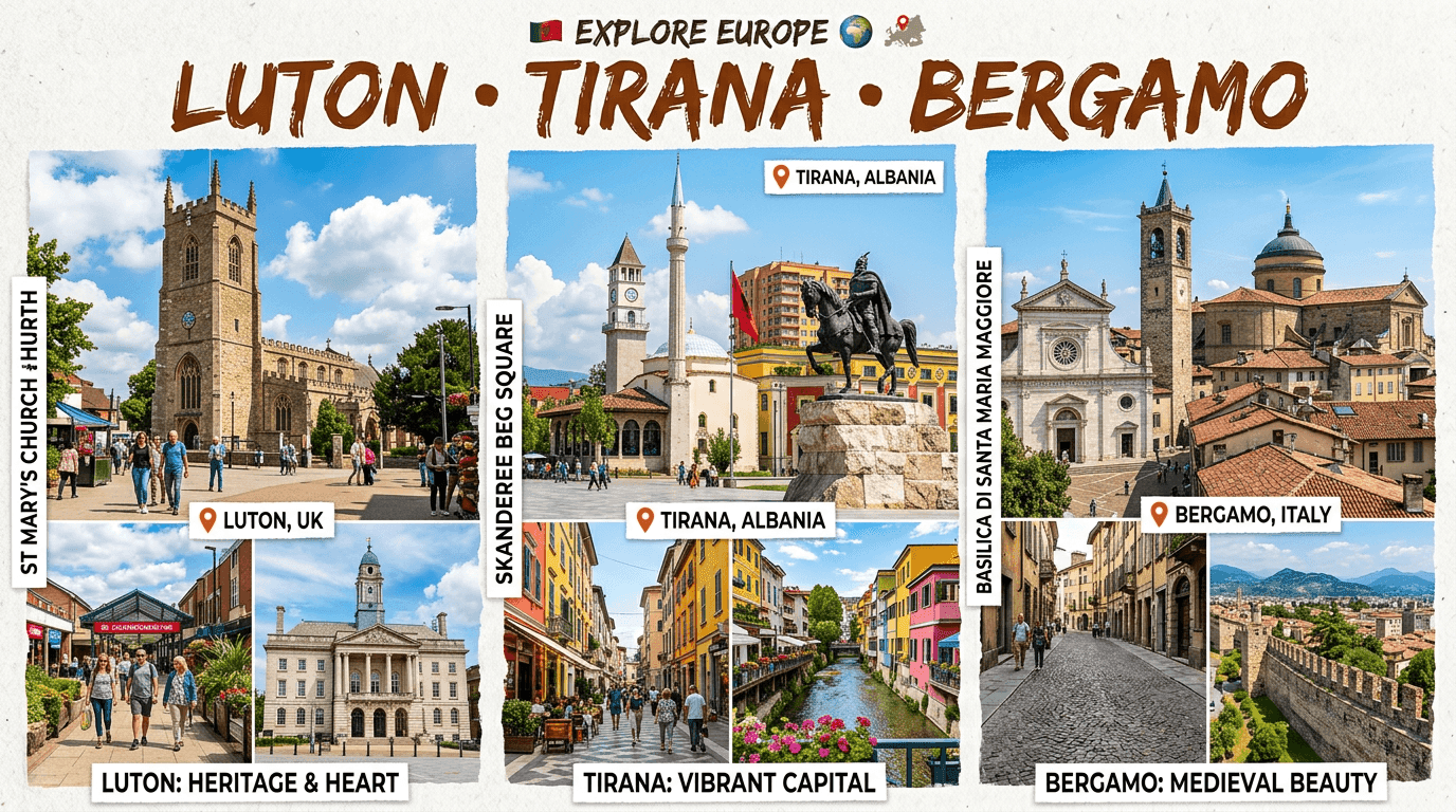 Multi-city trip: Luton, Tirana, Bergamo