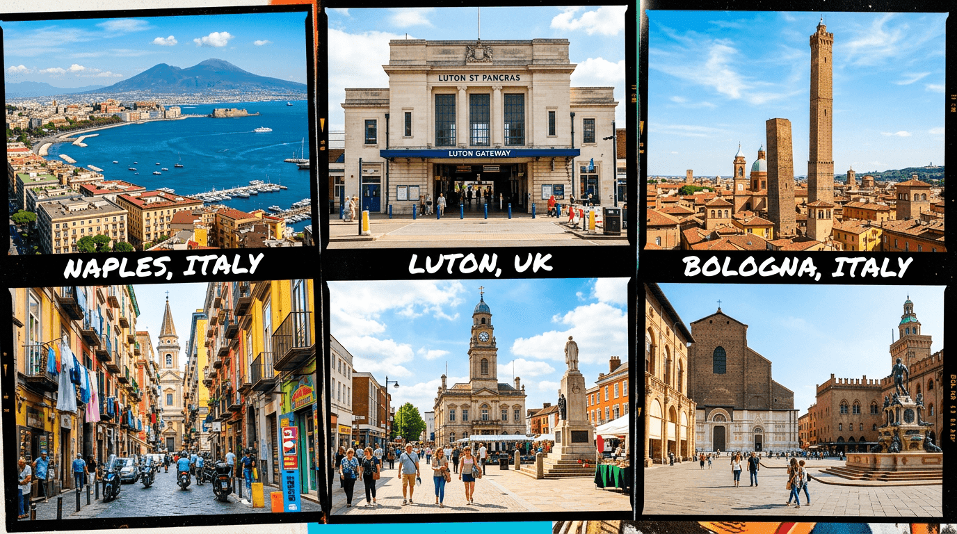 Multi-city trip: Naples, Luton, Bologna