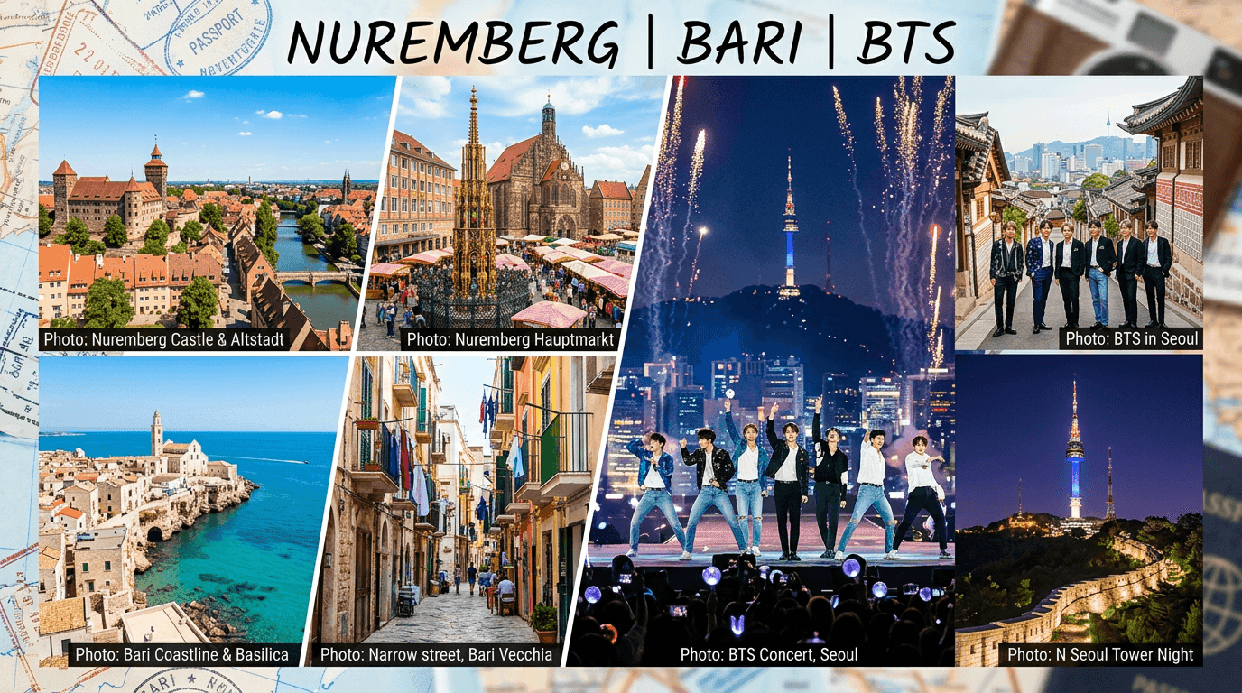 Multi-city trip: Nuremberg, Bari, BTS