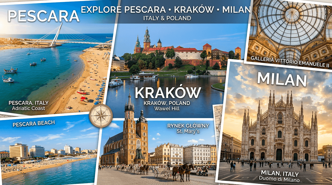 Multi-city trip: Pescara, Kraków, Milan