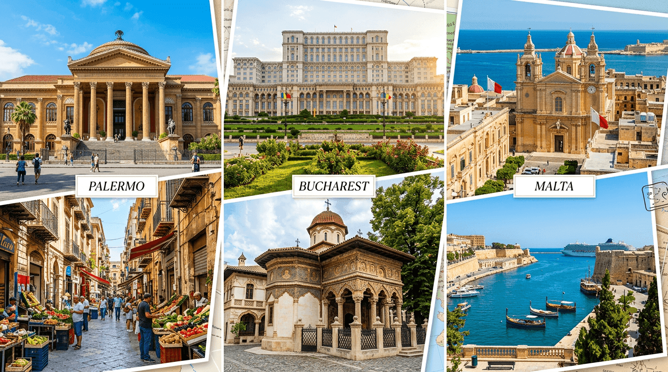 Multi-city trip: PMO, Bucharest, Luqa
