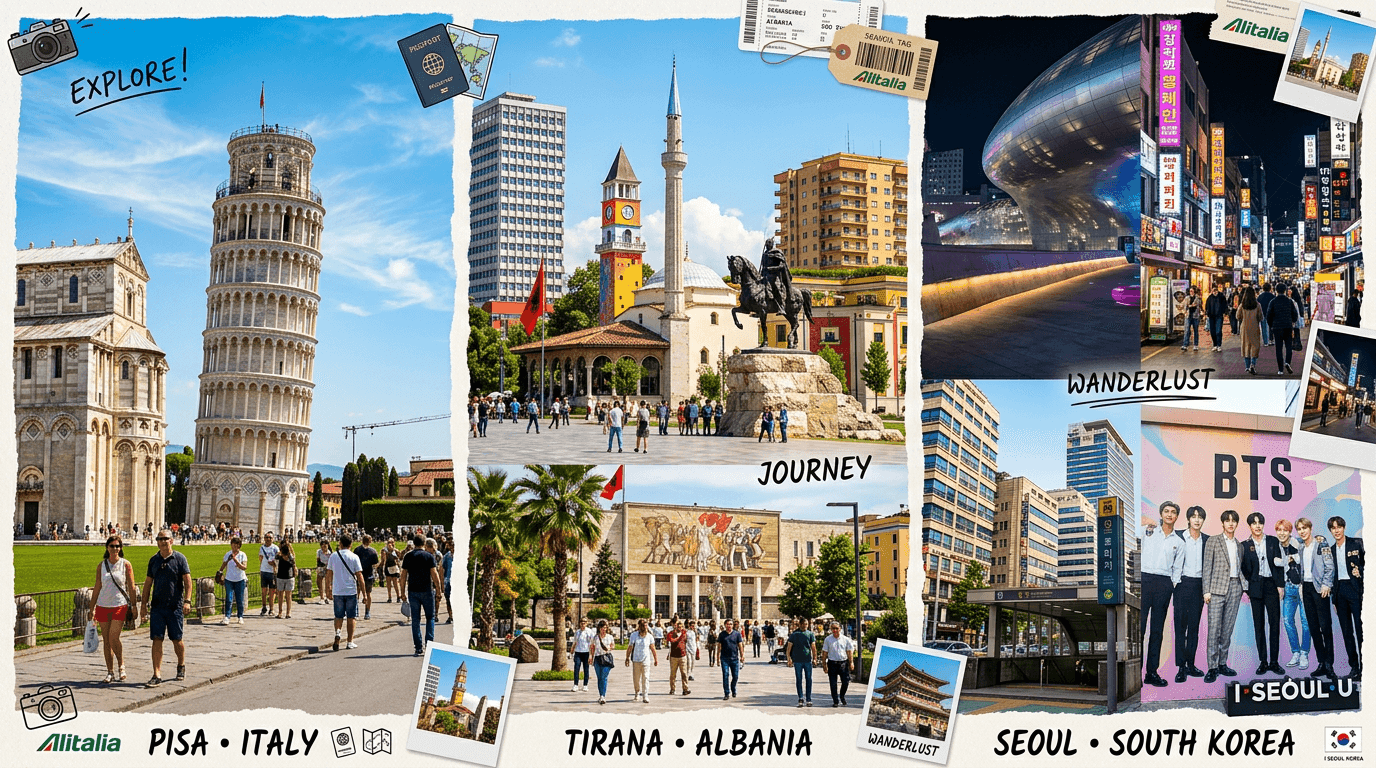 Multi-city trip: PSA, Tirana, BTS