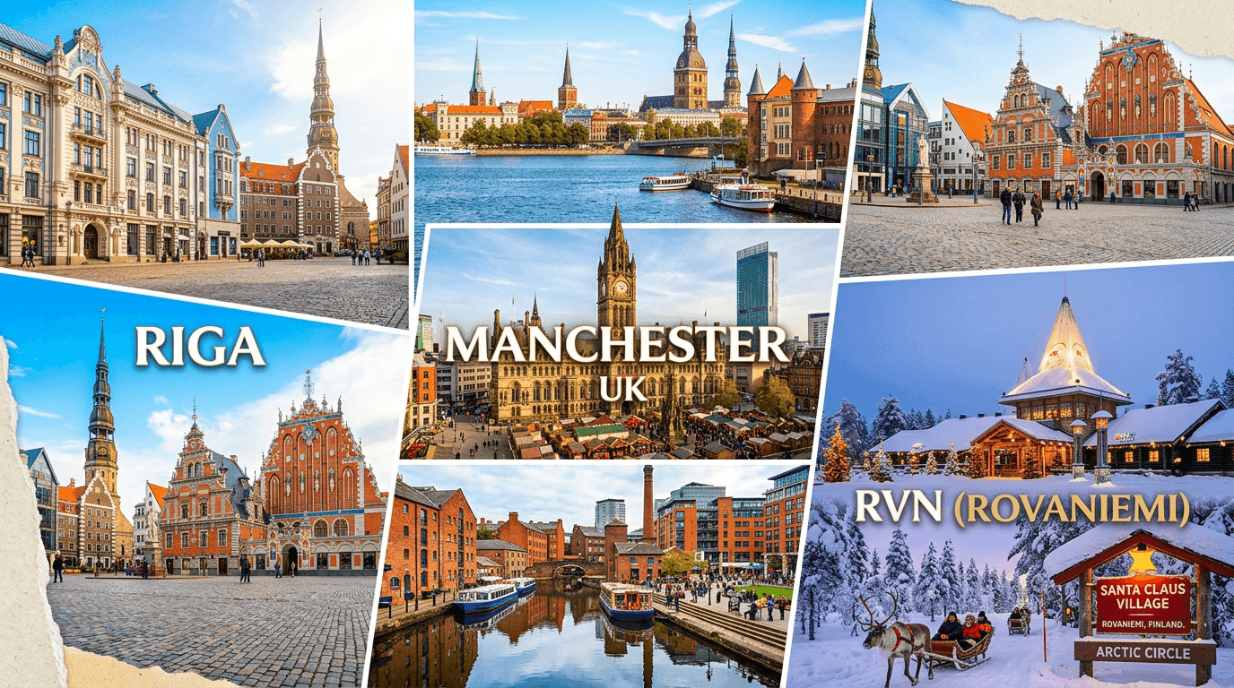 Multi-city trip: Riga, Manchester, RVN