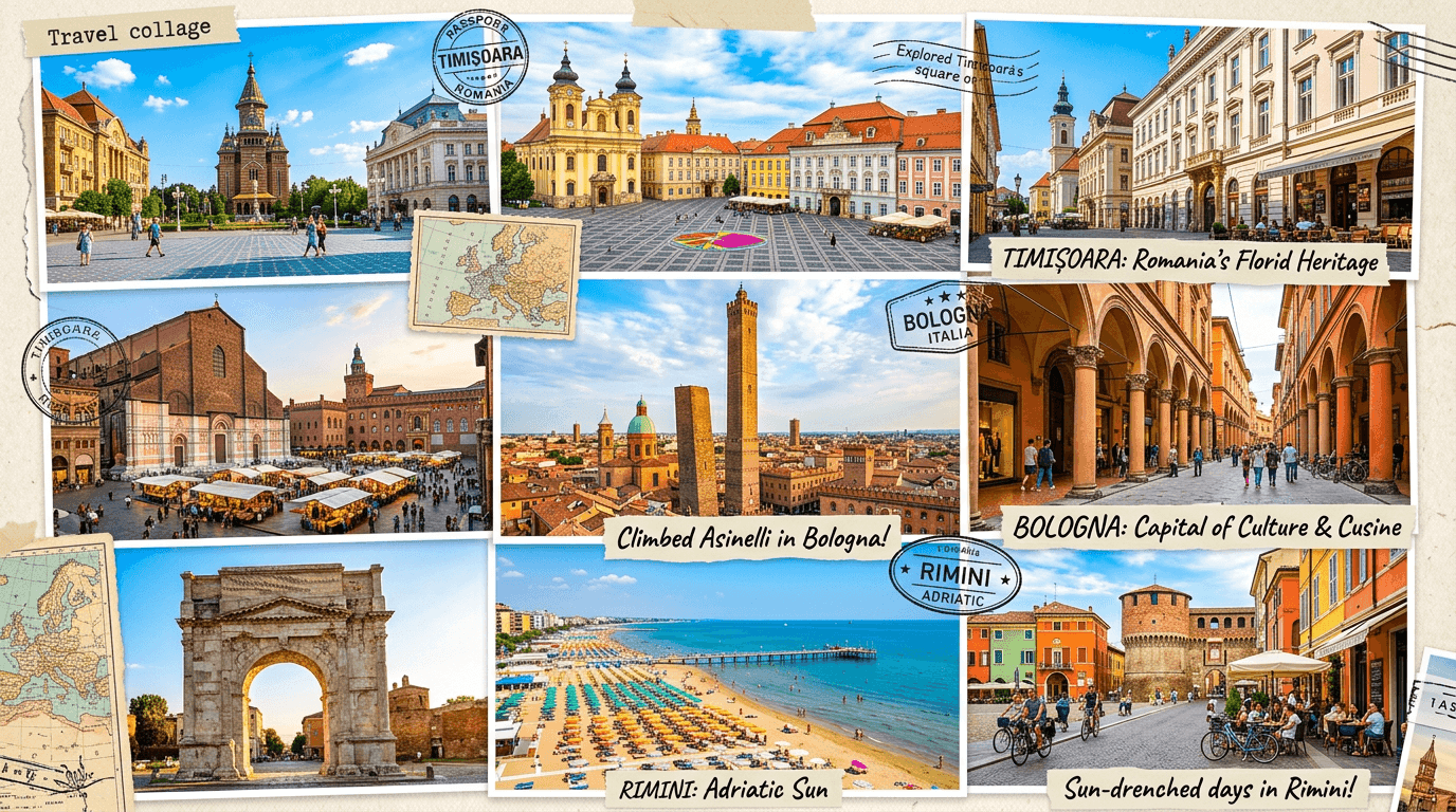 Multi-city trip: Timisoara, Bologna, Rimini