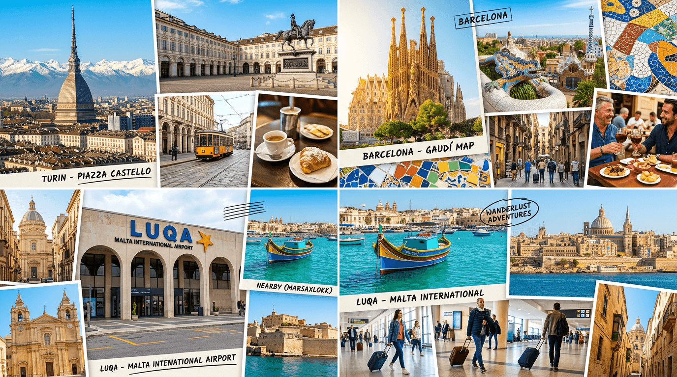 Multi-city trip: Turin, Barcelona, Luqa