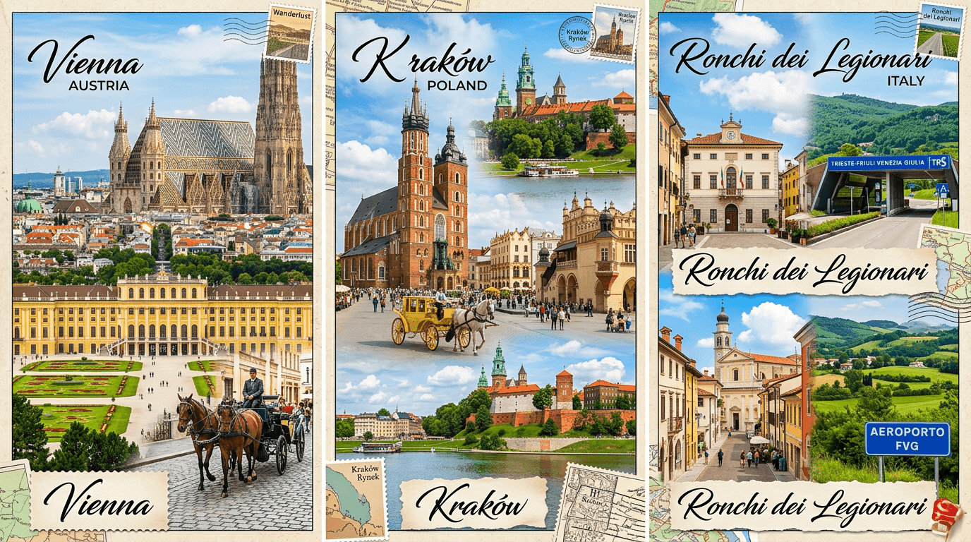 Multi-city trip: Vienna, Kraków, Ronchi dei Legionari