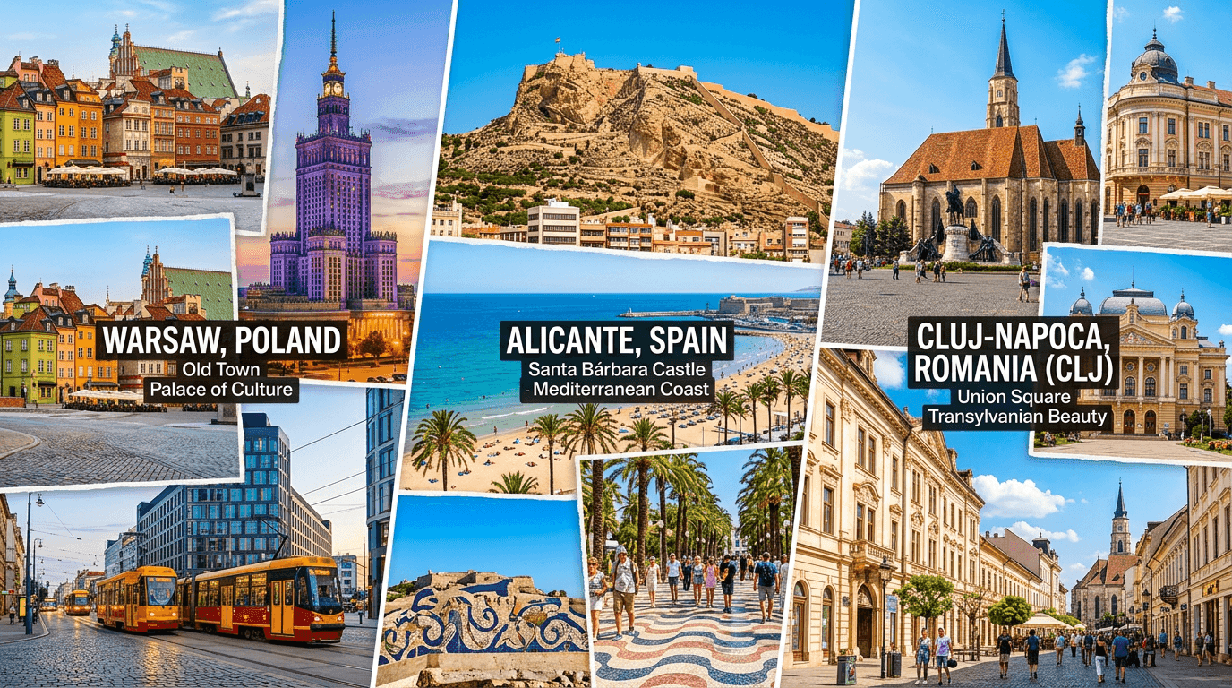 Multi-city trip: Warsaw, Alicante, CLJ